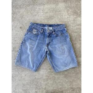 Cinch Carpenter Jean Shorts Mens 32 Blue Denim Workwear Distressed Faded